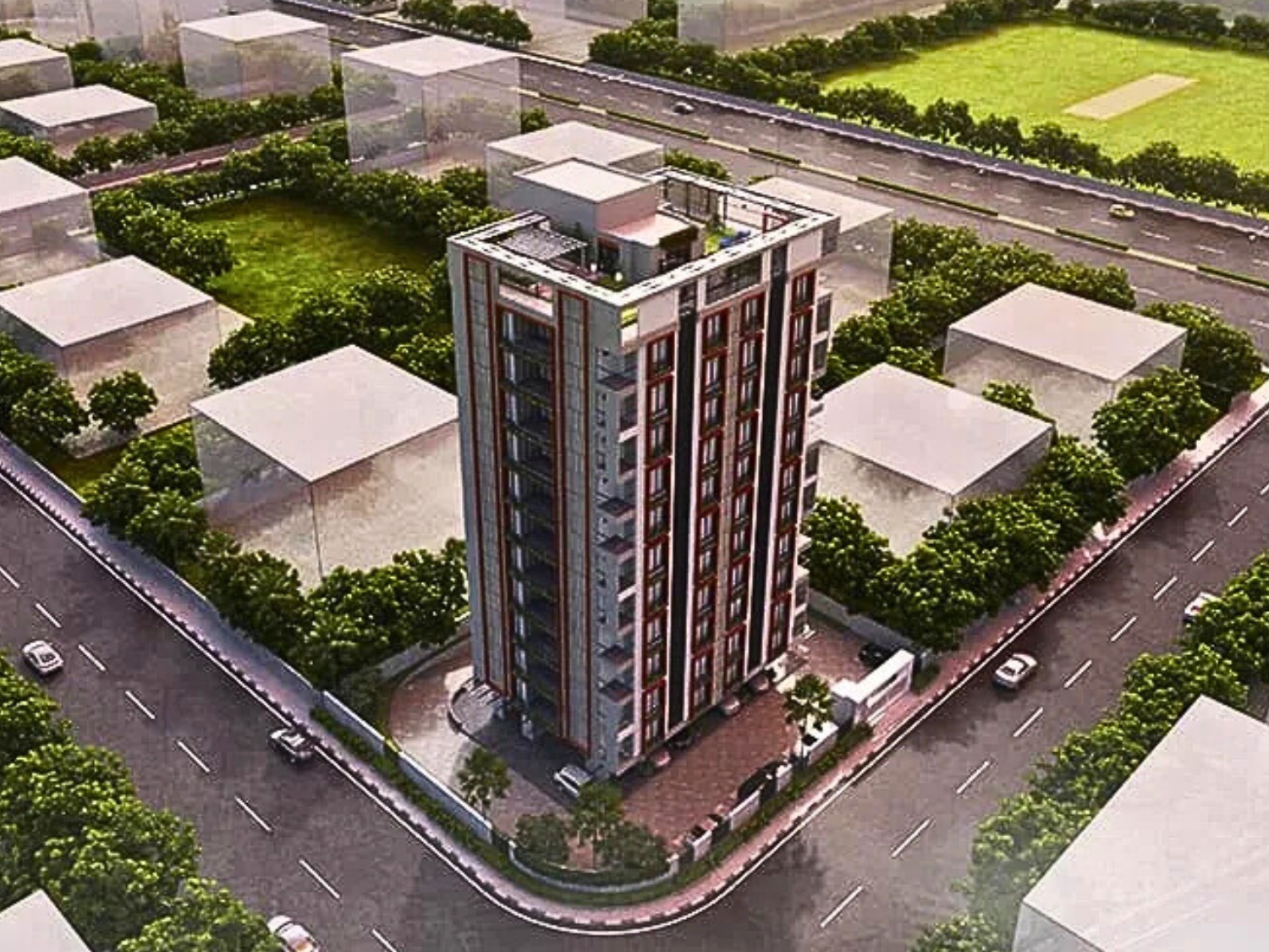 Multi-storey residential apartment construction with open side design in Jaipur